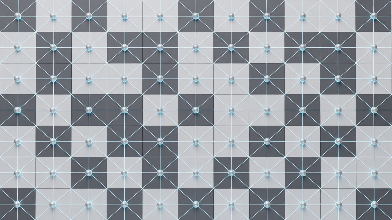 Diagram of a surface code lattice with data qubits and measurement qubits arranged on a checkerboard